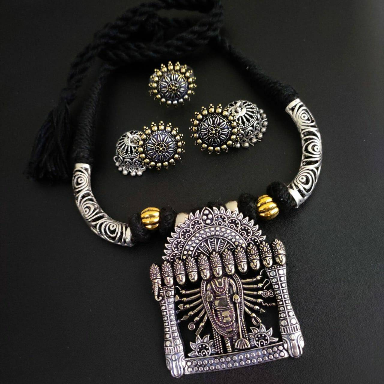 Rich in culture and heritage and inspired the best is an incredible kolhapuri temple jewelry that is known for its vivid designs. The tribes of this whole region are also much known for their bravery and therefore our Long kolhapuri temple Necklace. This Layered Necklace is an elaborated piece with a center motif These can be styled up with any dress, if you like ethnic wear then Saree and Kurtis. If you are going for a casual outing then you can flaunt your western attire with chic  nec