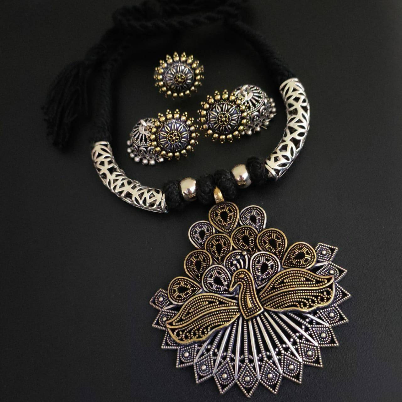 Rich in culture and heritage and inspired the best is an incredible kolhapuri temple jewelry that is known for its vivid designs. The tribes of this whole region are also much known for their bravery and therefore our Long kolhapuri temple Necklace. This Layered Necklace is an elaborated piece with a center motif These can be styled up with any dress, if you like ethnic wear then Saree and Kurtis. If you are going for a casual outing then you can flaunt your western attire with chic  nec