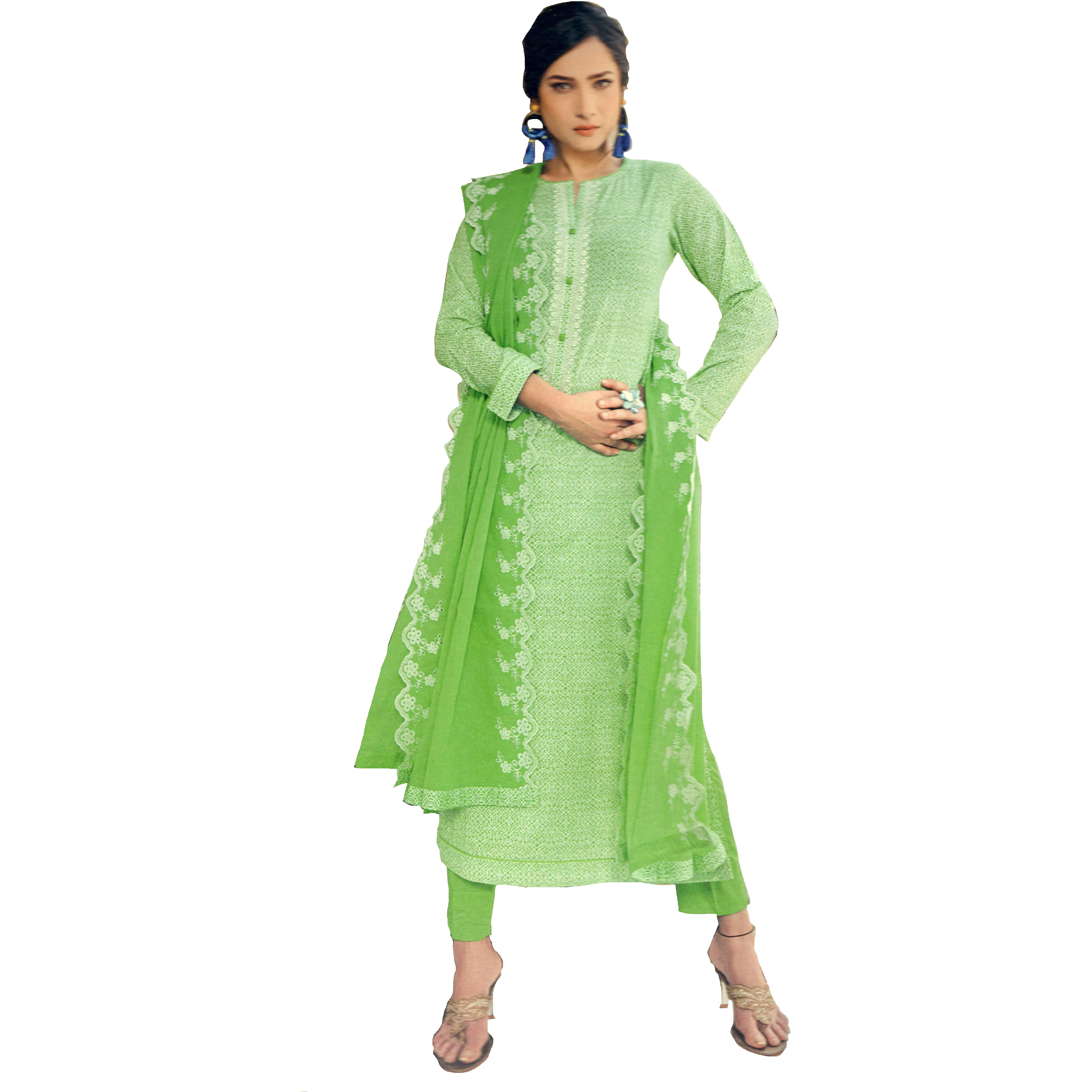 MAHATI lawn cotton salwar suits with chiffon dupatta (Size: M)