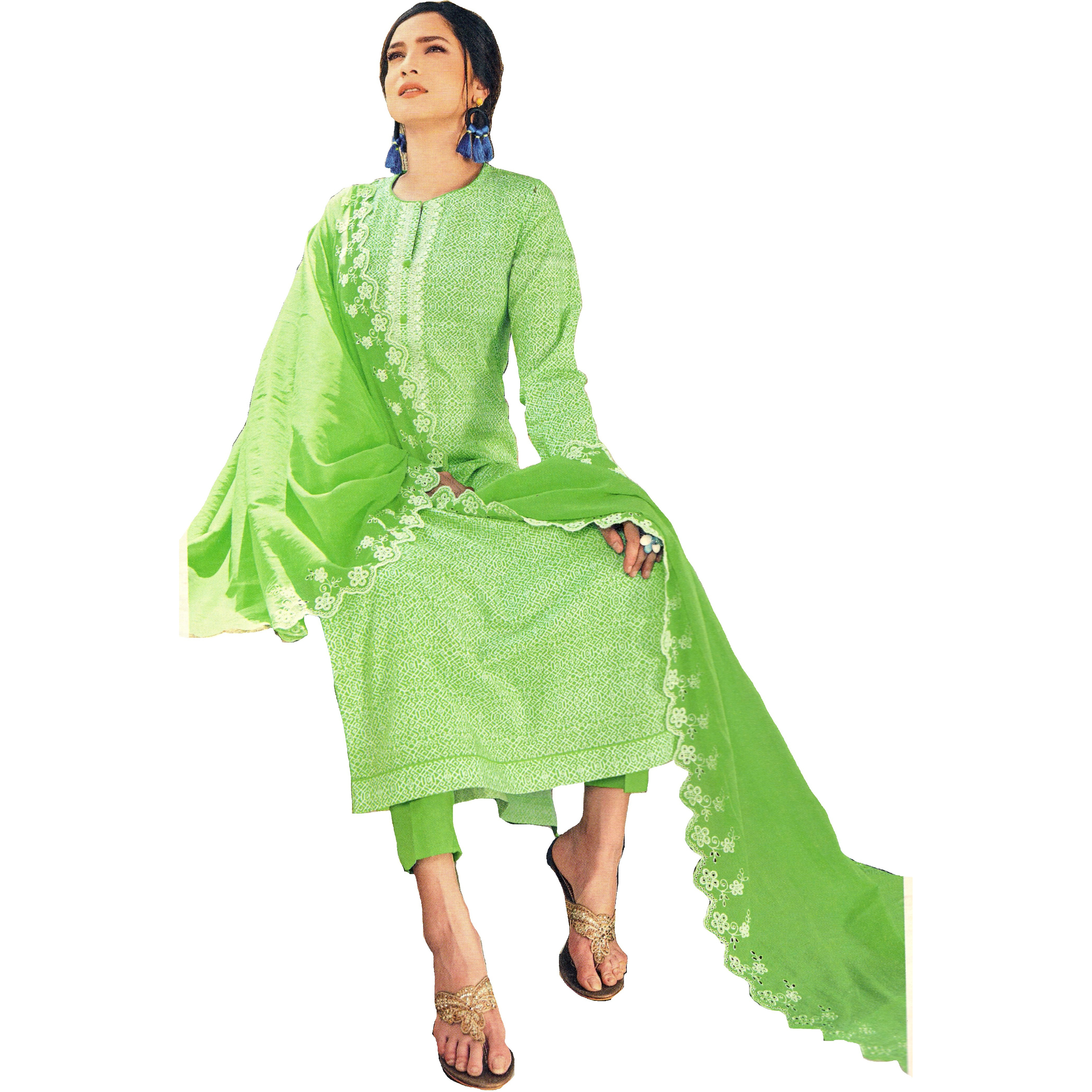 MAHATI lawn cotton salwar suits with chiffon dupatta (Size: M)