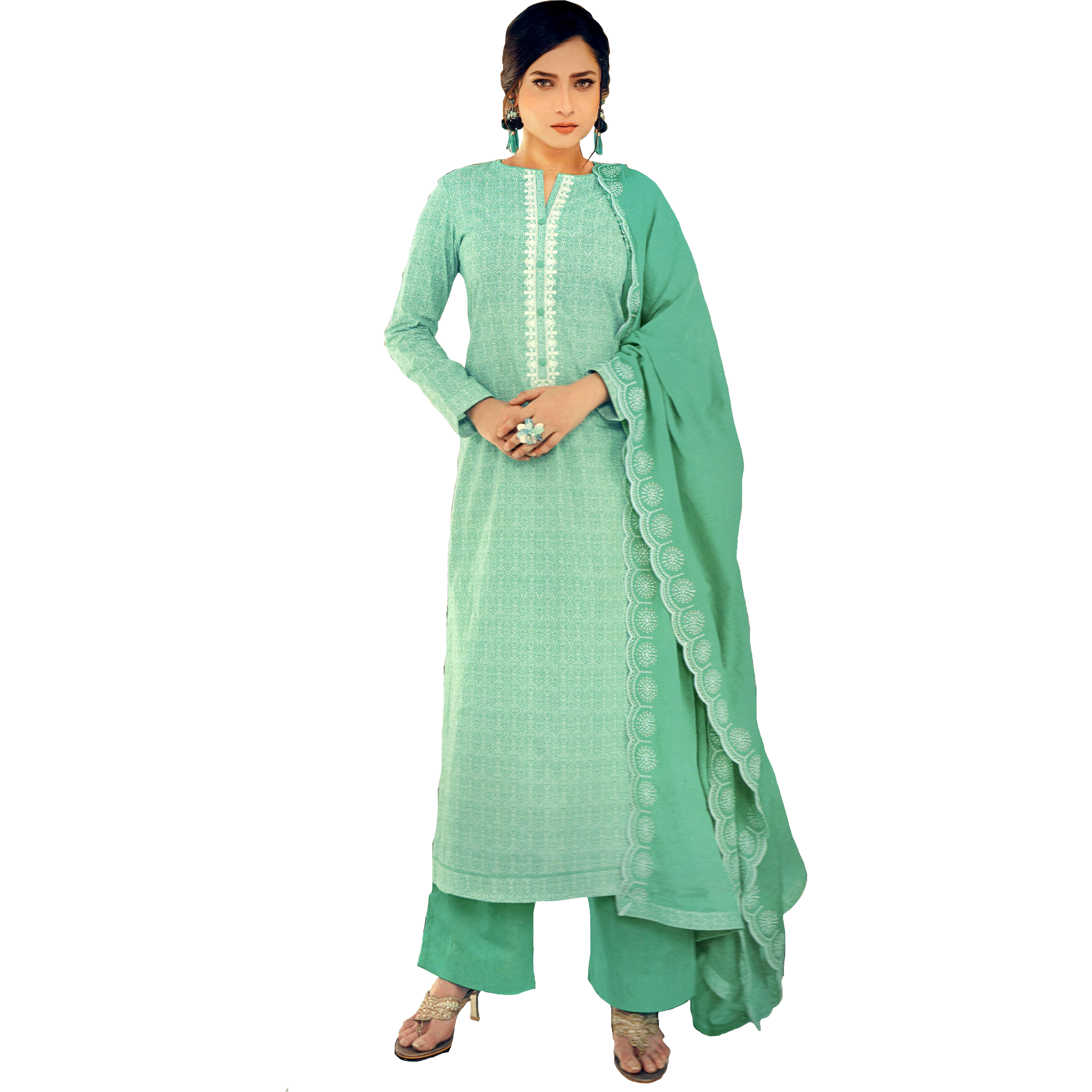 MAHATI lawn cotton salwar suits with chiffon dupatta (Size: M)