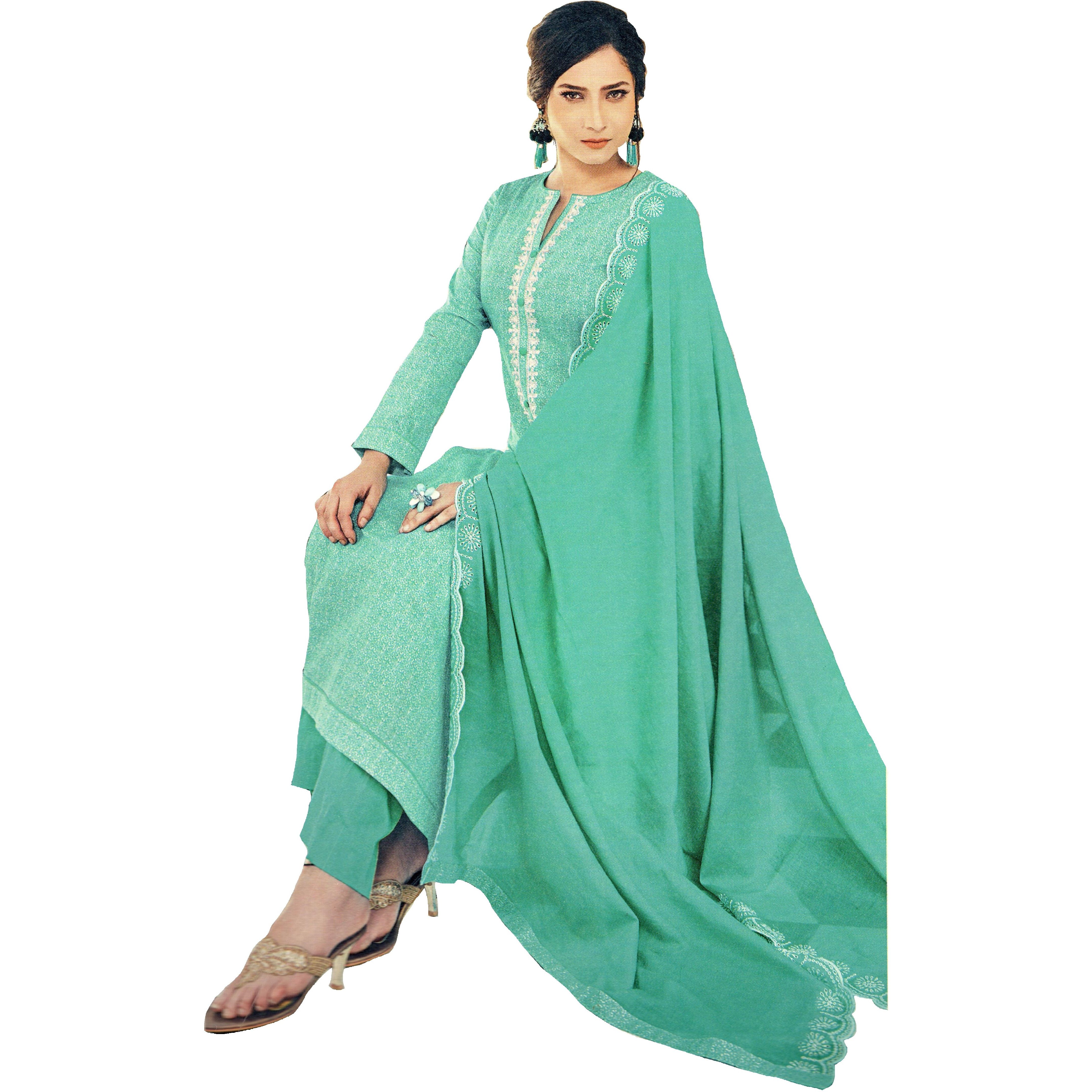 MAHATI lawn cotton salwar suits with chiffon dupatta (Size: M)