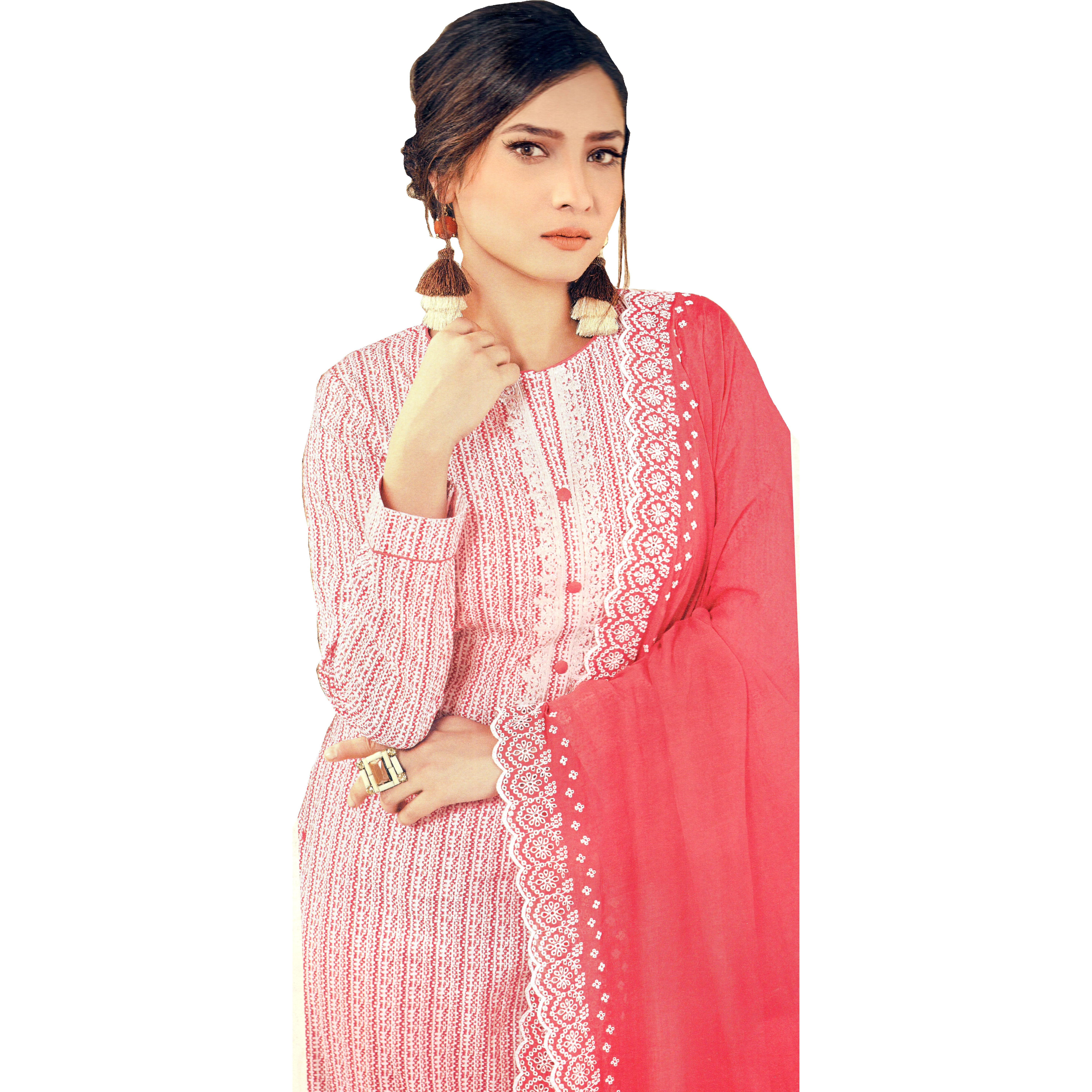MAHATI lawn cotton salwar suits with chiffon dupatta (Size L)