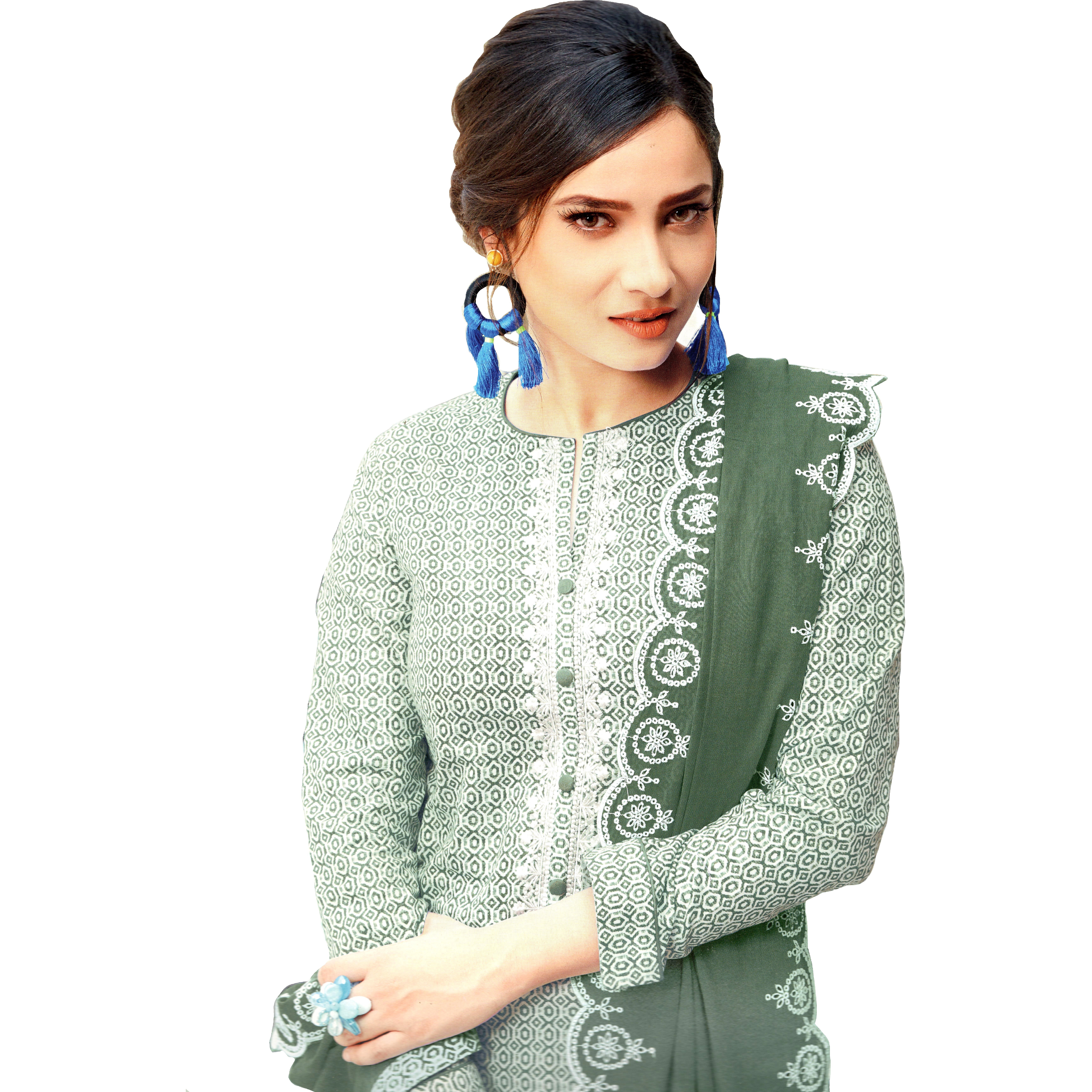 MAHATI lawn cotton salwar suits with chiffon dupatta (Size XL)
