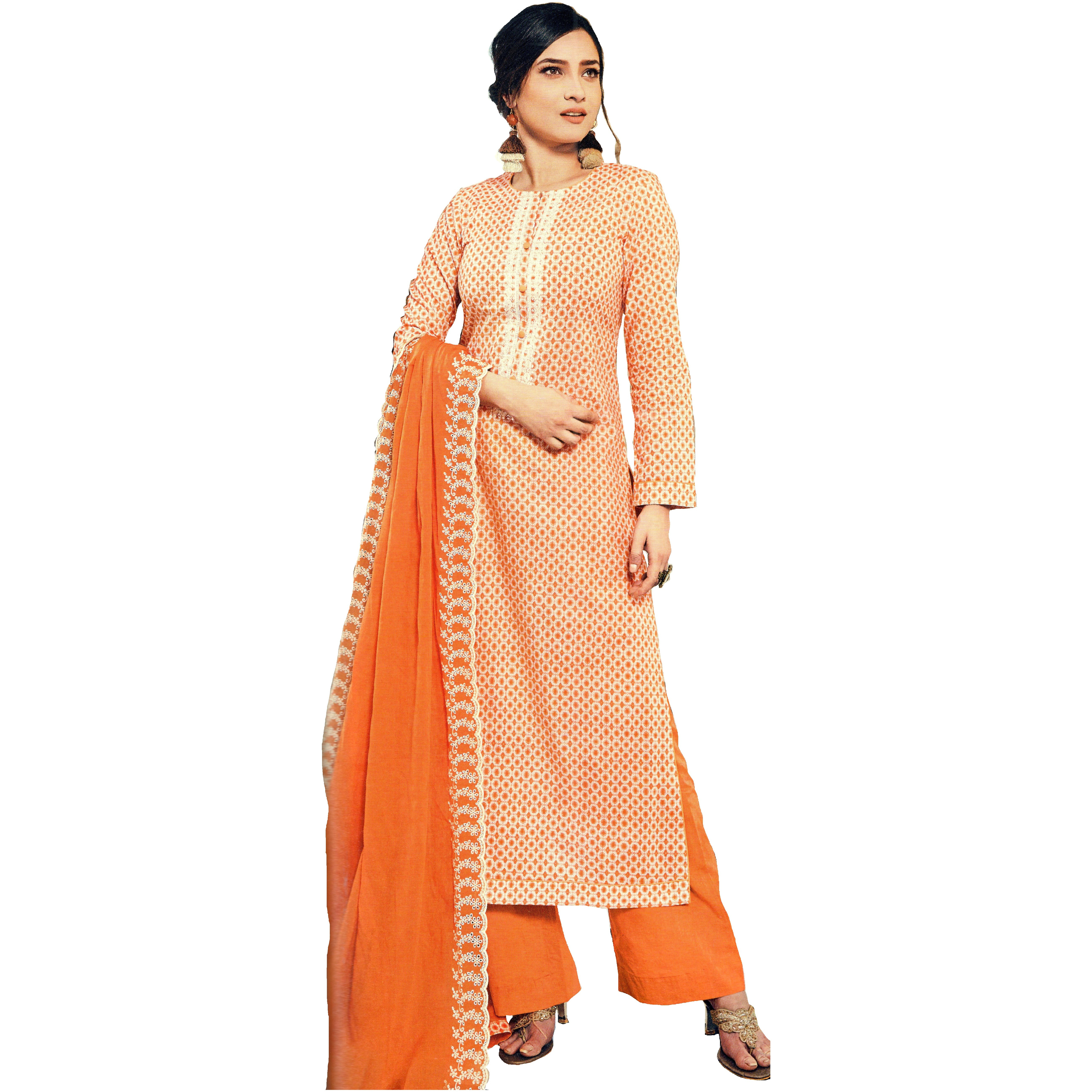 MAHATI lawn cotton salwar suits with chiffon dupatta (Size: XL)