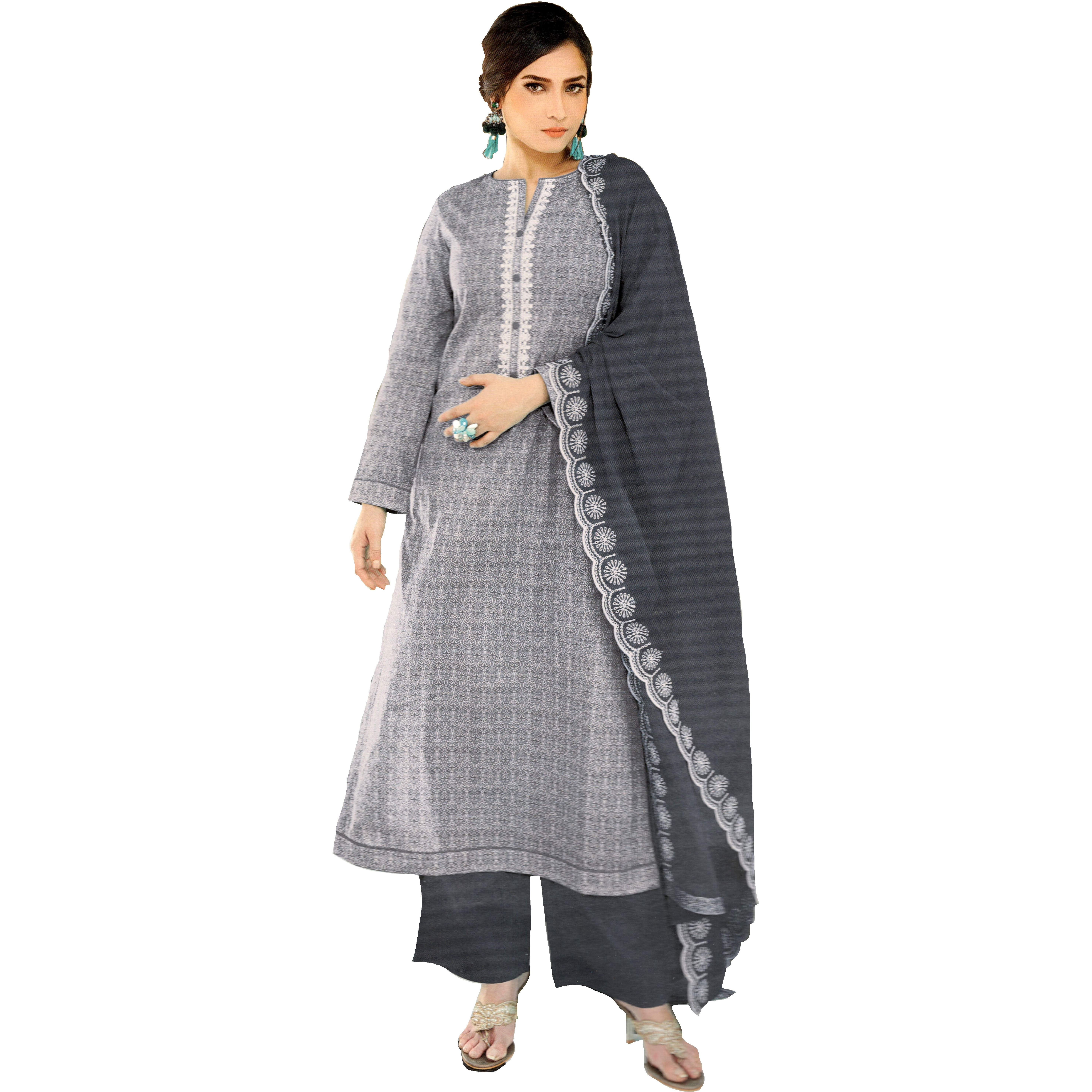 MAHATI lawn cotton salwar suits with chiffon dupatta (Size XXL)