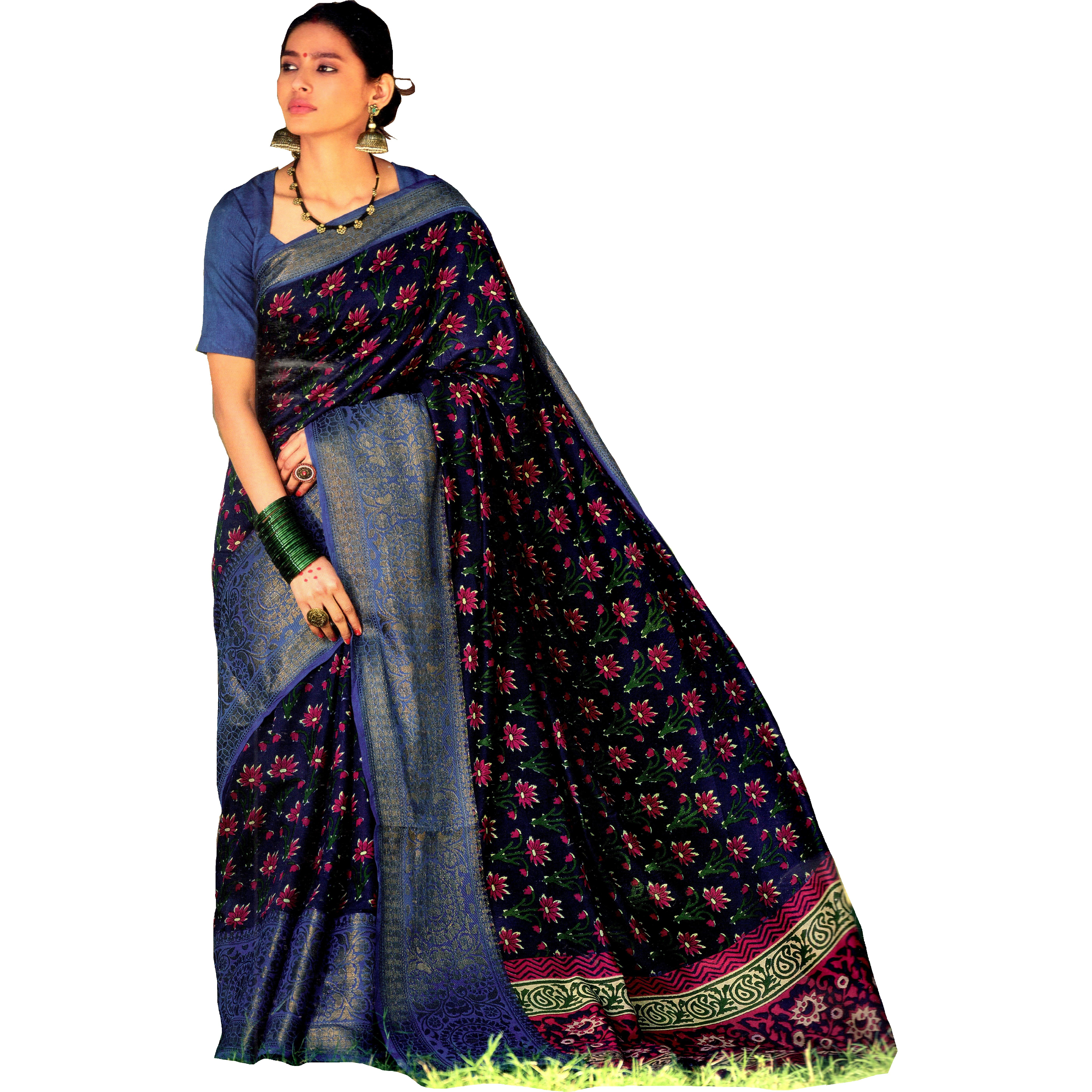 MAHATI Linen Silk Sarees with Stitched Blouse