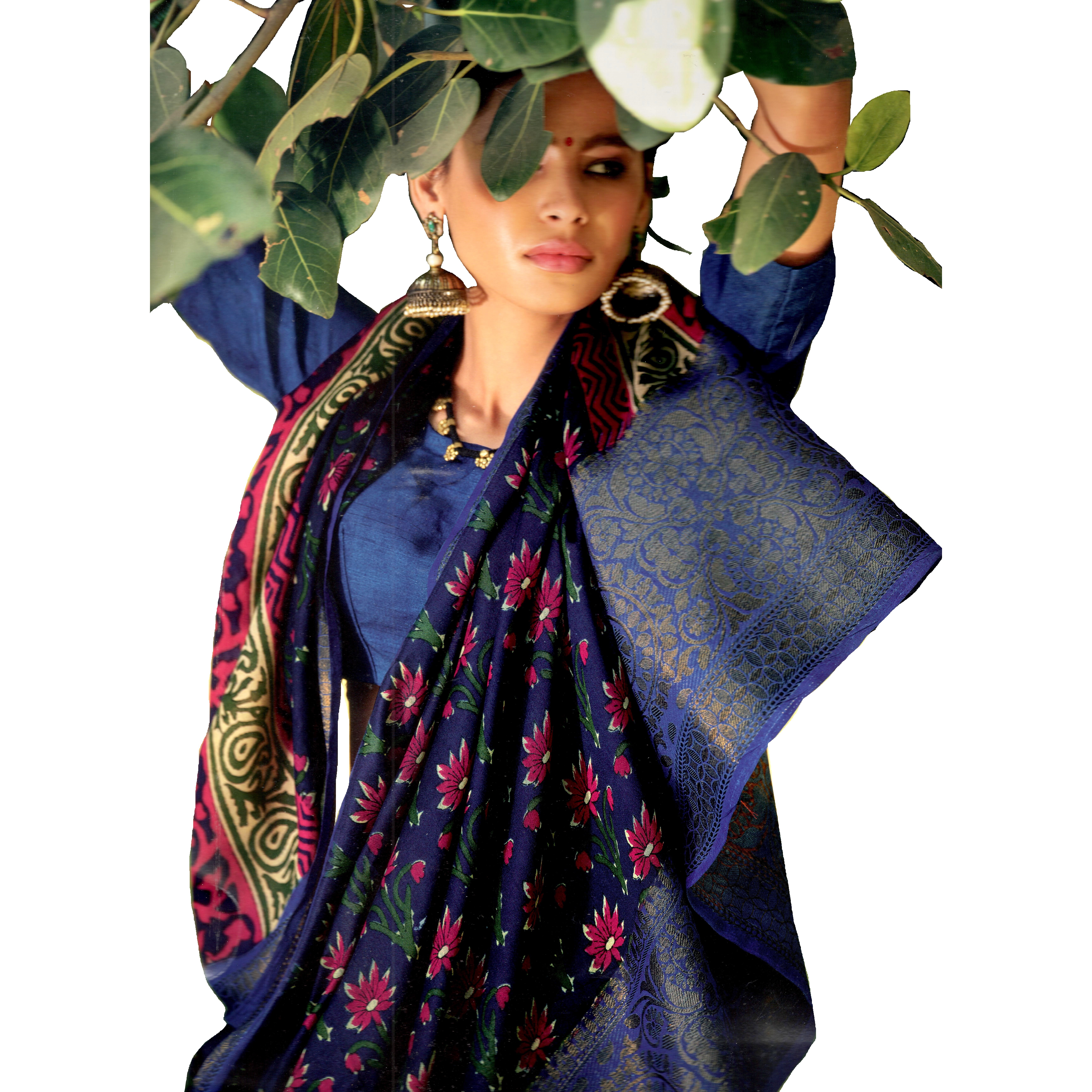 MAHATI Linen Silk Sarees with Stitched Blouse