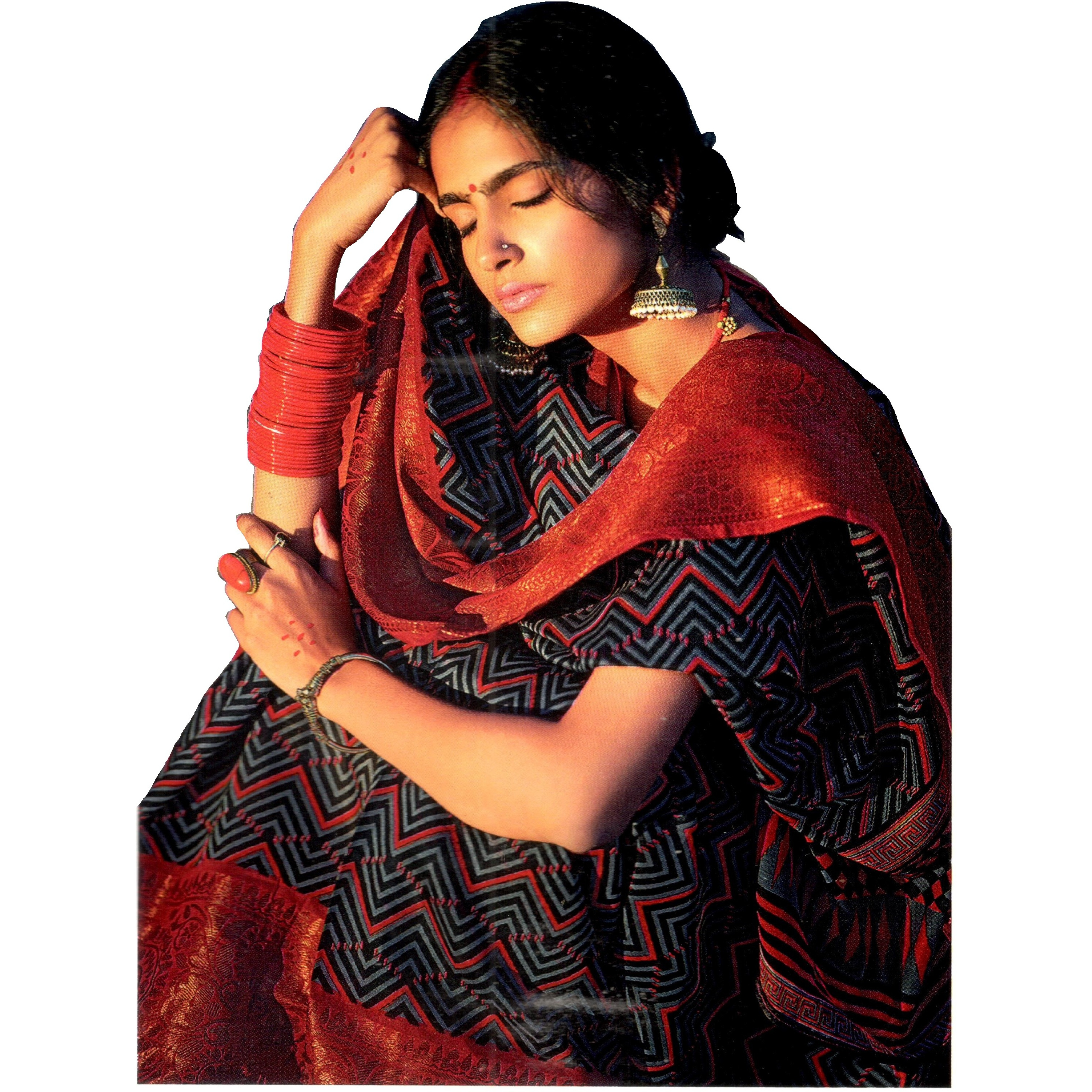 MAHATI Linen Silk Sarees with Stitched Blouse (Size: M)