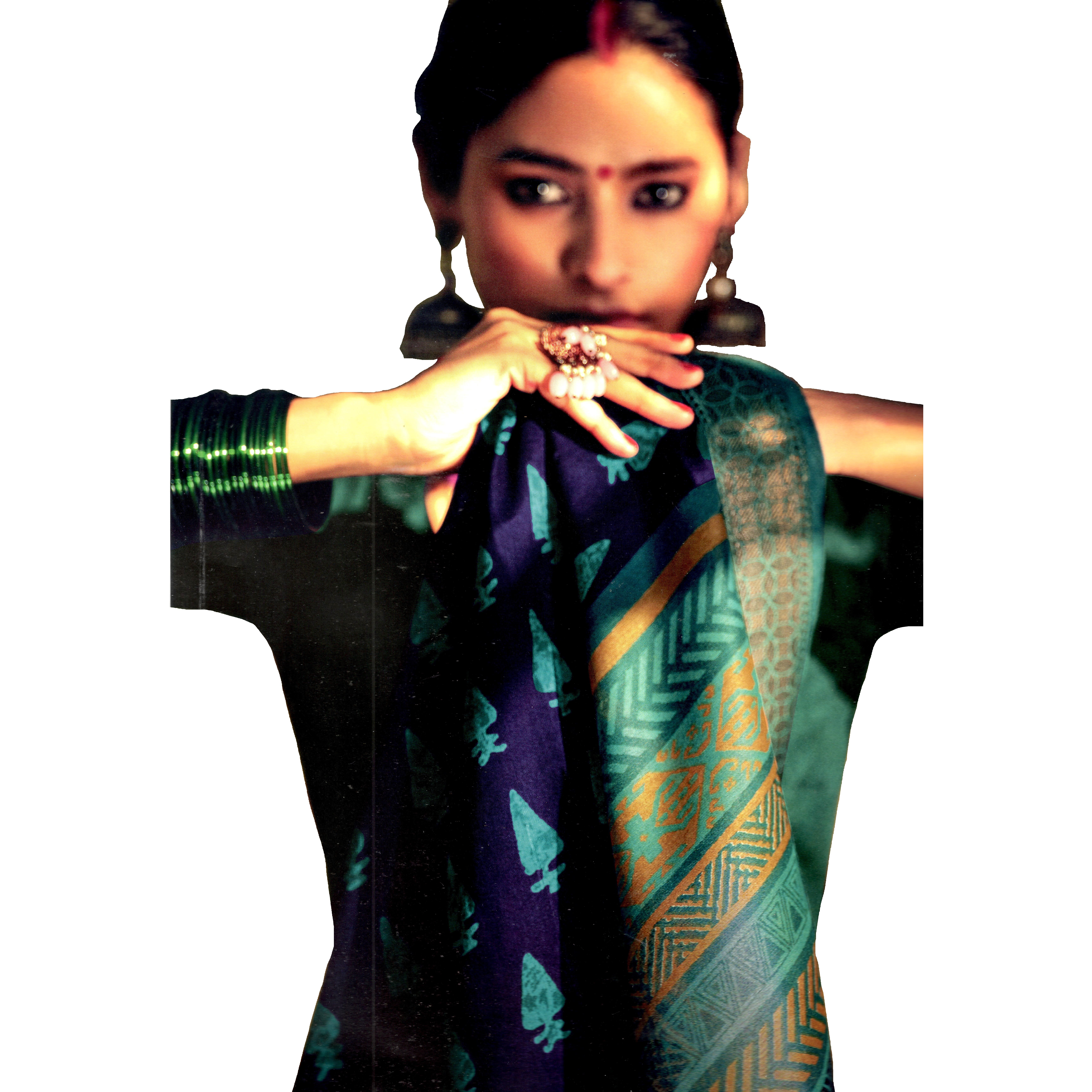 MAHATI Linen Silk Sarees with Stitched Blouse (Size L)