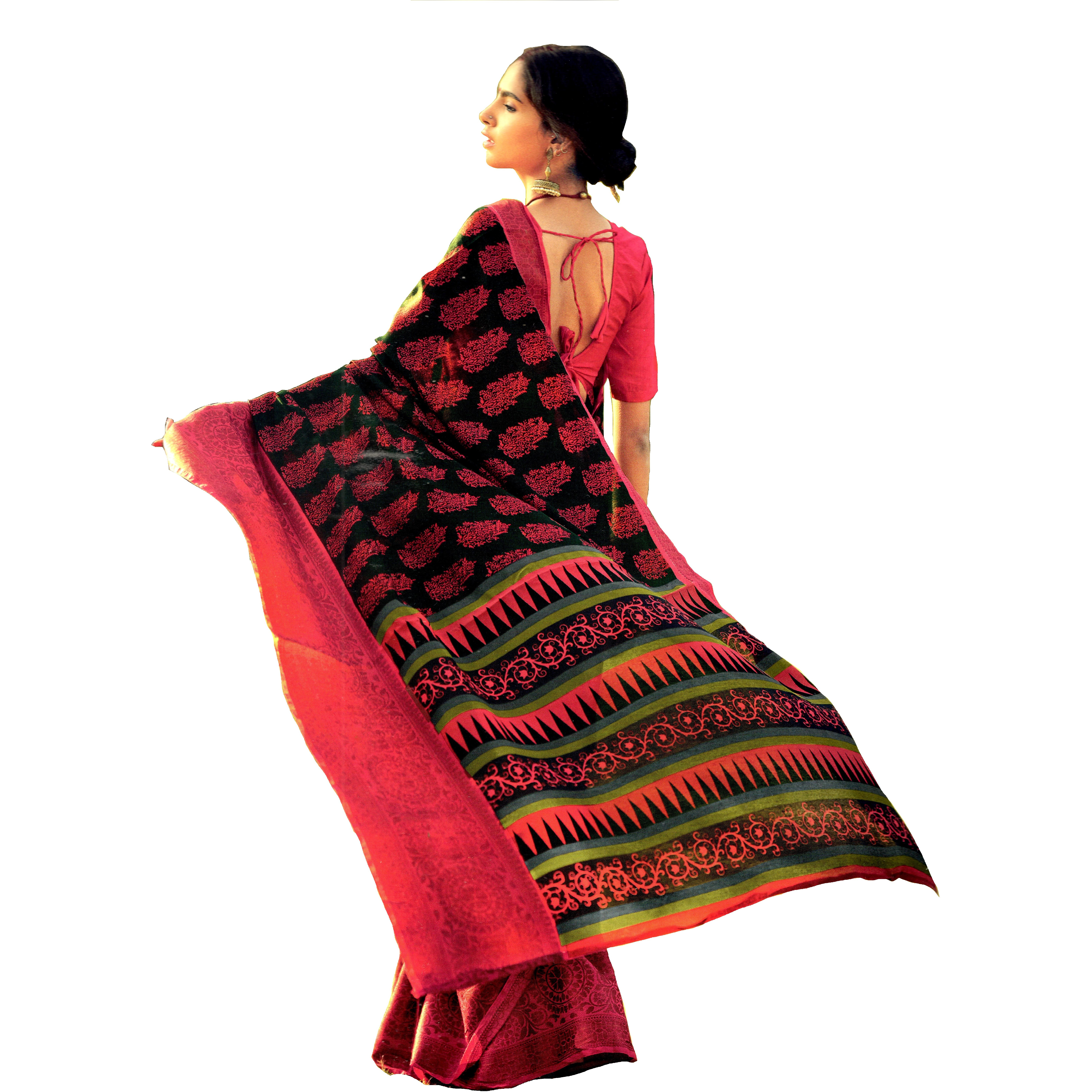MAHATI Linen Silk Sarees with Stitched Blouse (Size L)