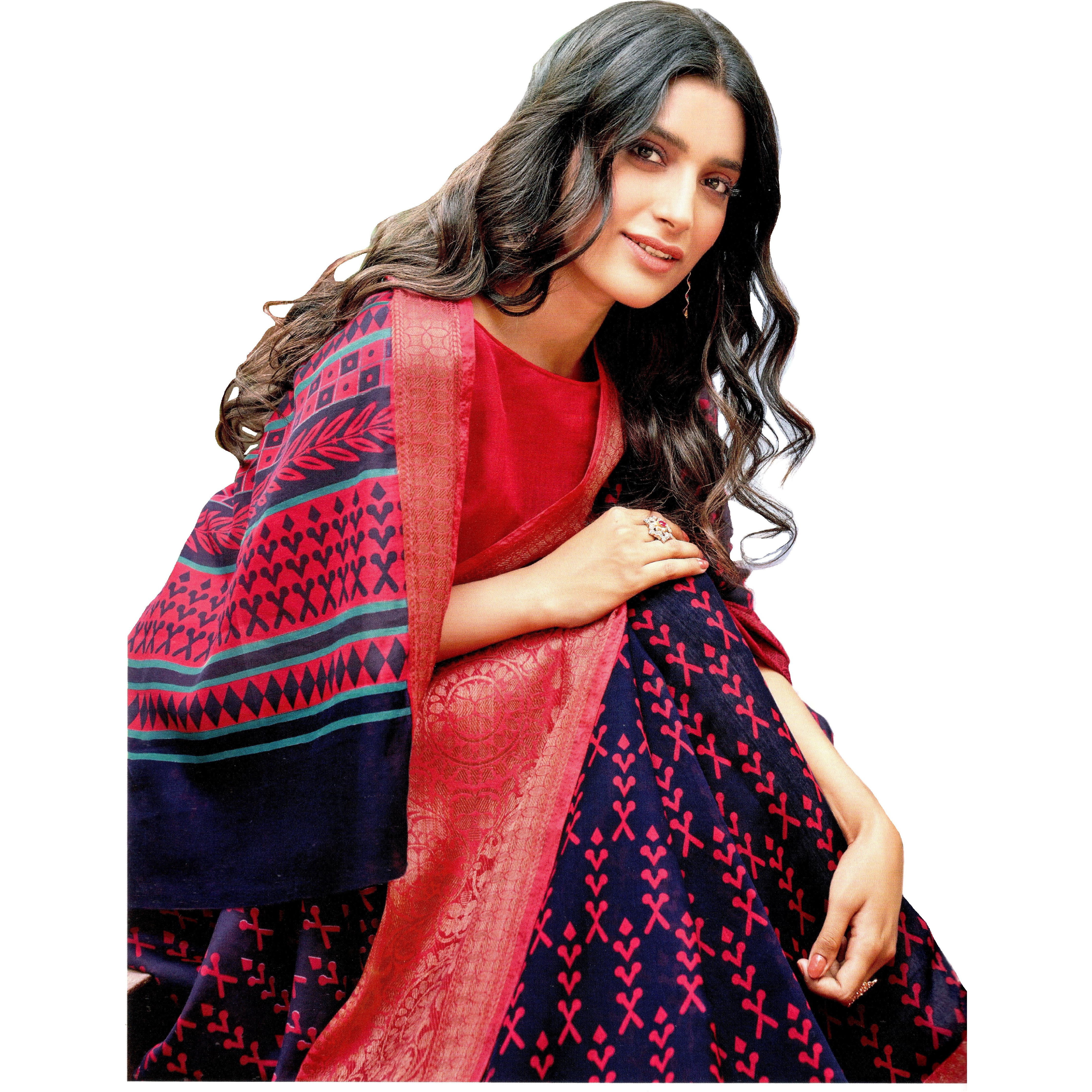 MAHATI Linen Silk Sarees with Stitched Blouse (Size XL)