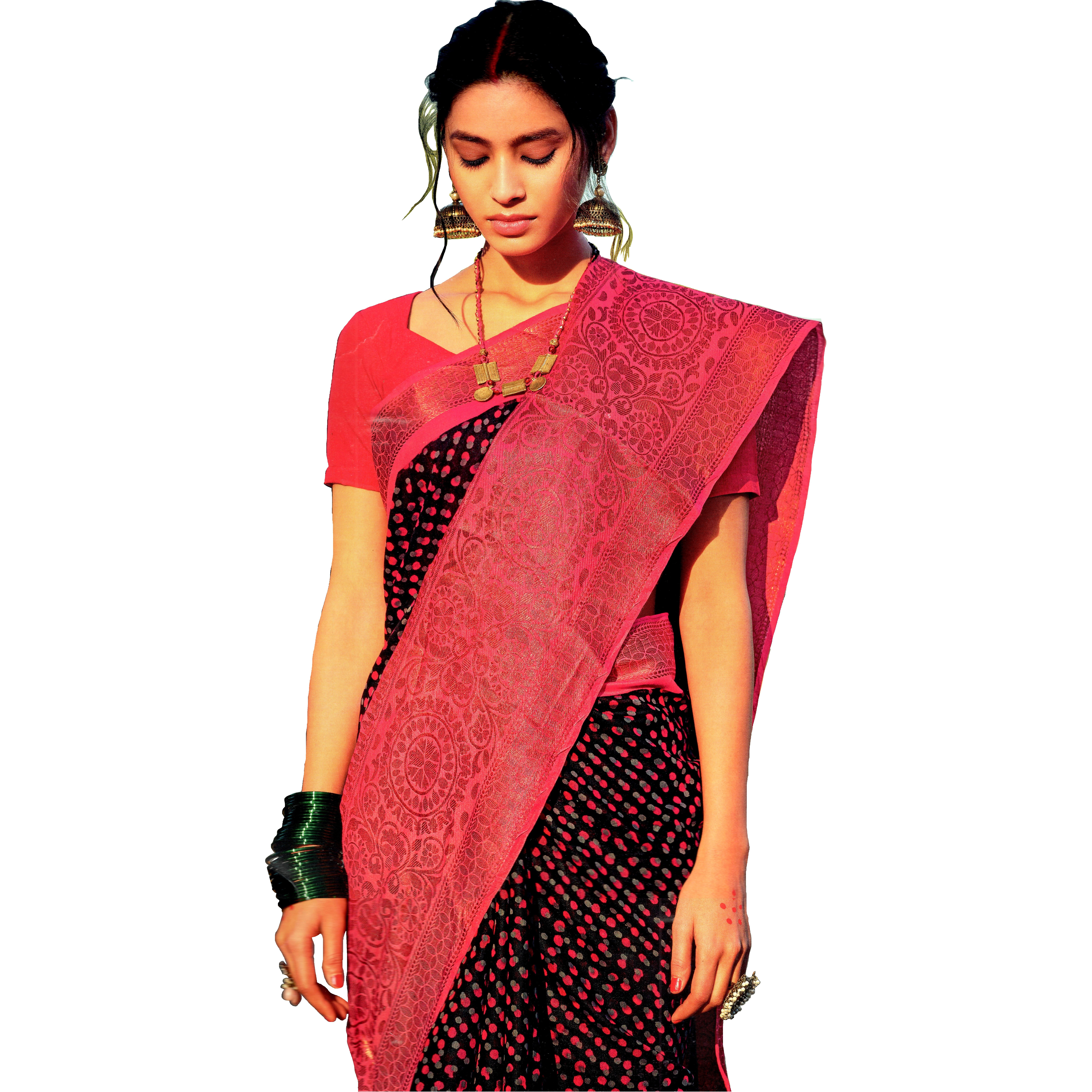 MAHATI Linen Silk Sarees with Stitched Blouse (Size XL)