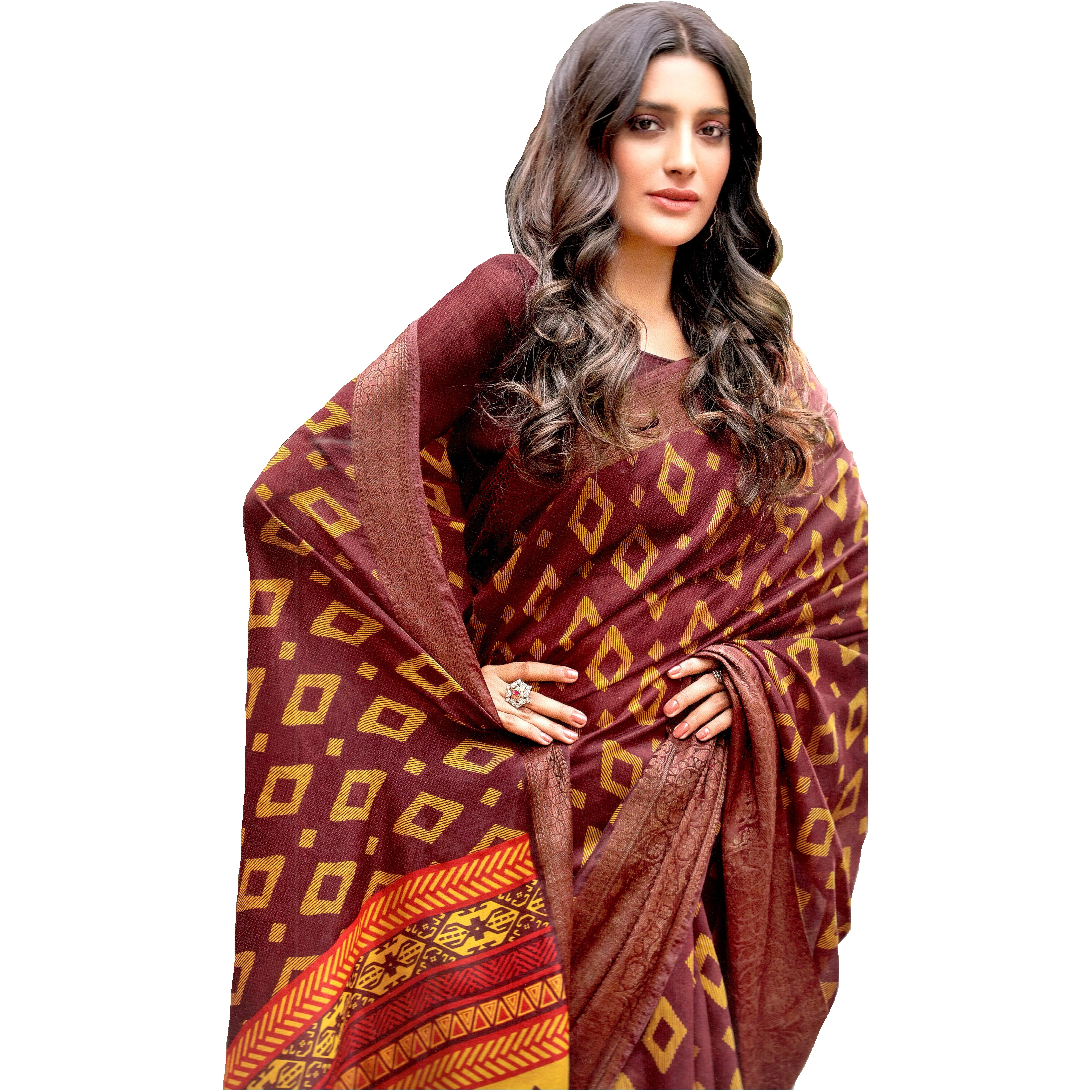 MAHATI Linen Silk Sarees with Stitched Blouse (Size XXL)