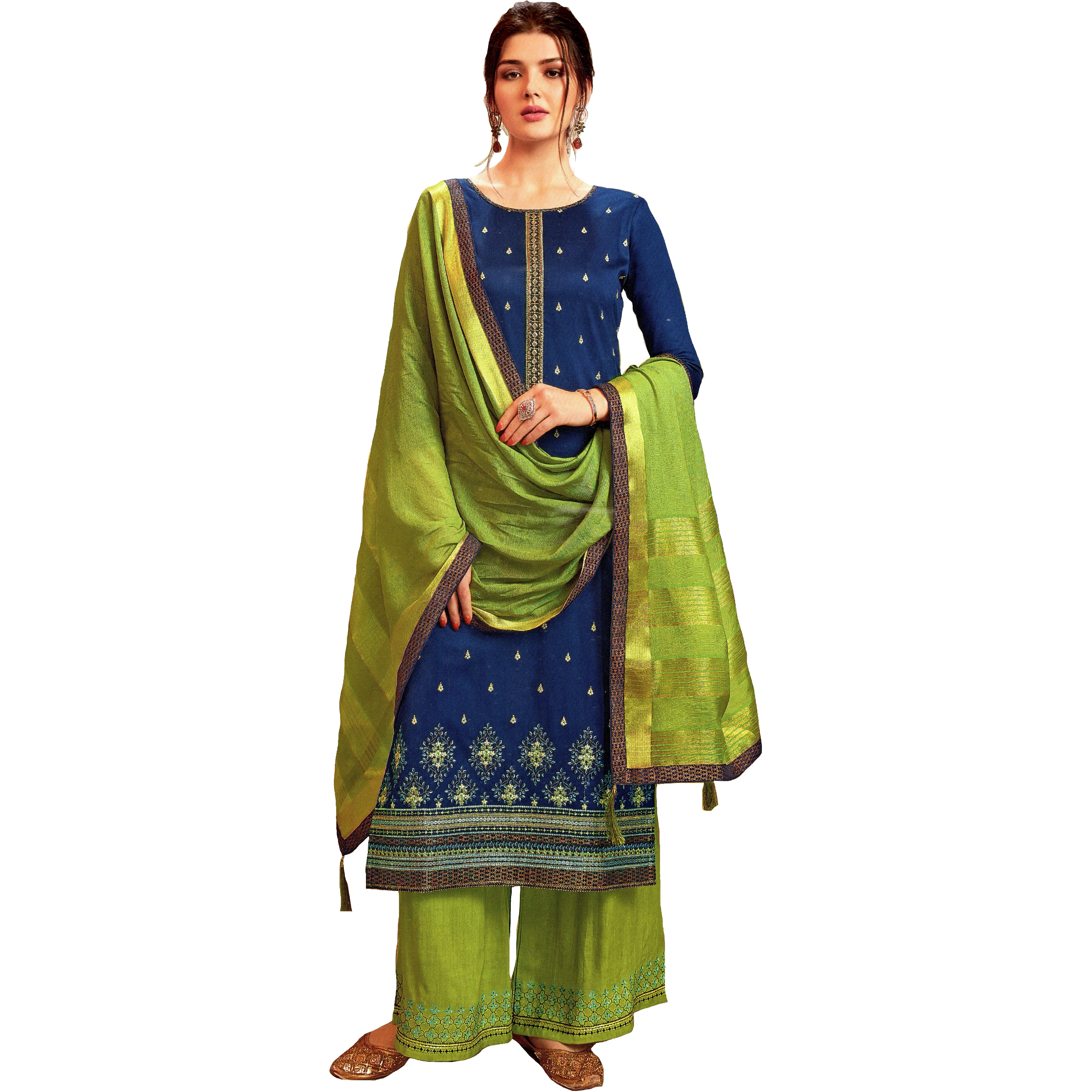 MAHATI Silk Kurti Palazzo Suits (Size XL)