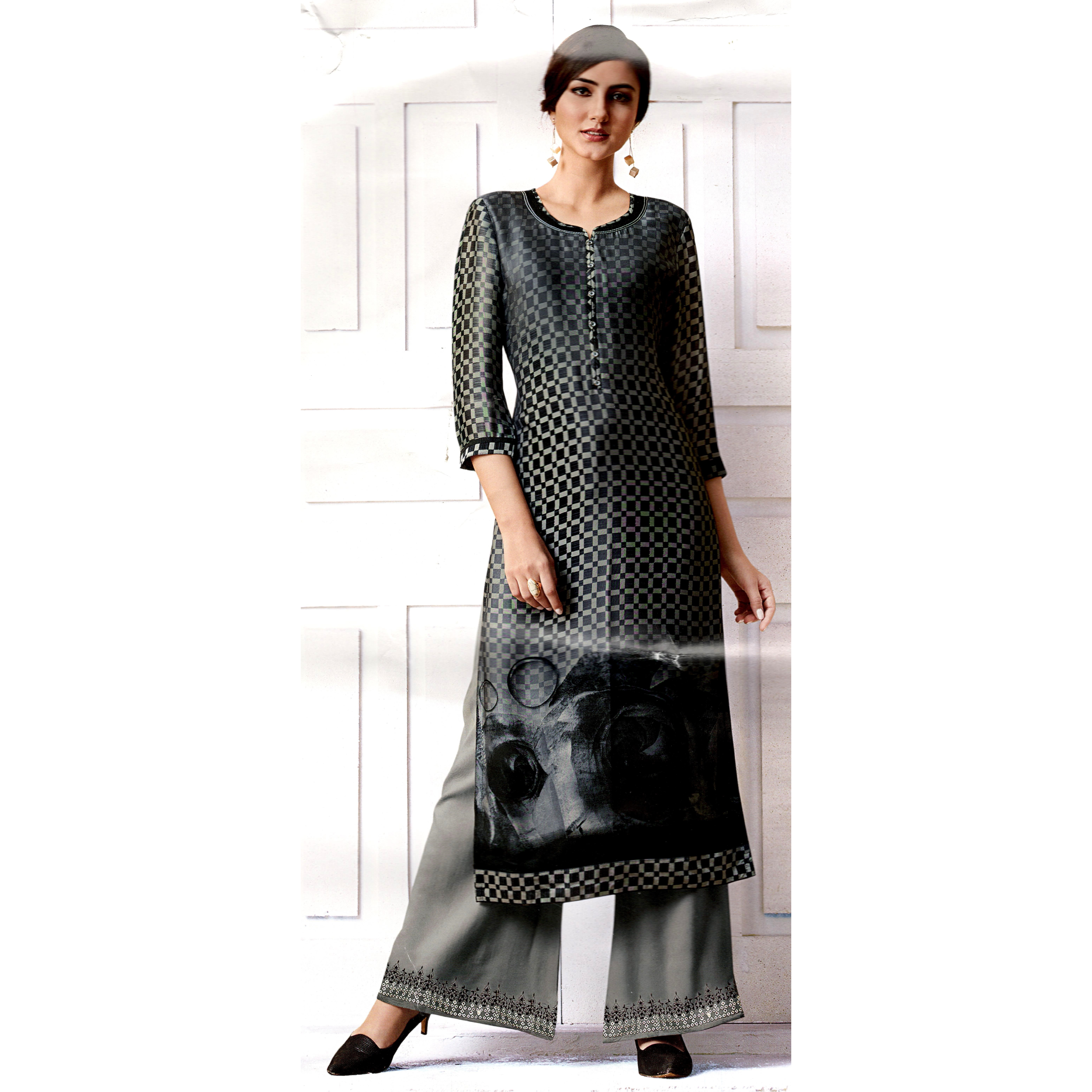 MAHATI Silk Kurti Palazzo Suits (Size: L)