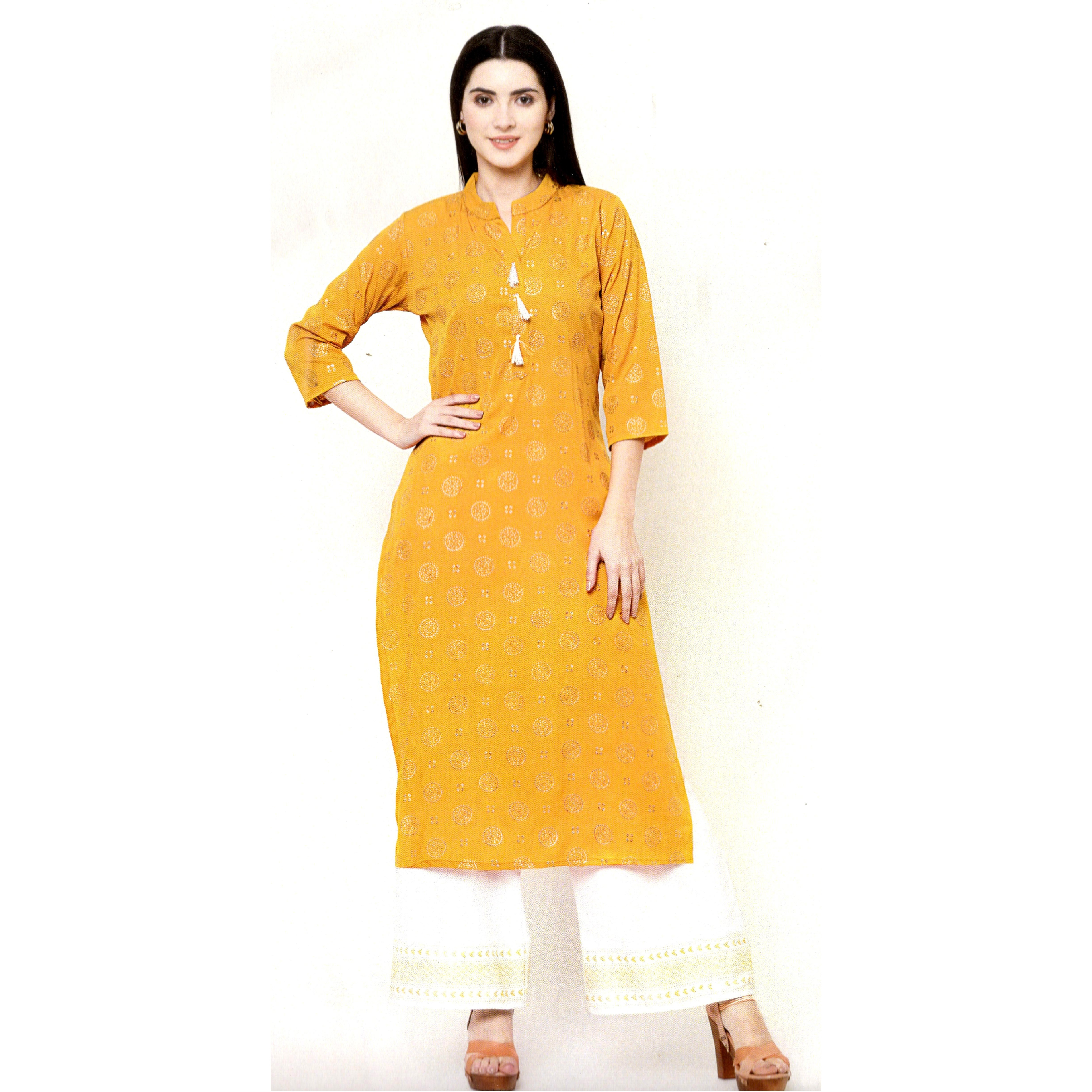 MAHATI Silk Foil Work Kurti Palazzo
