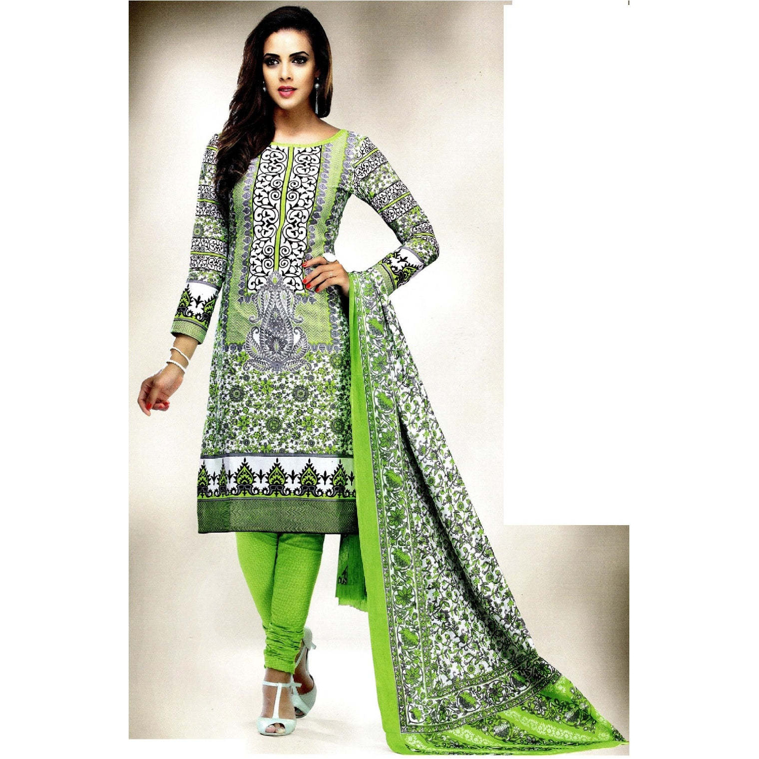 MAHATI Green   cotton  Salwar suits (Size M)