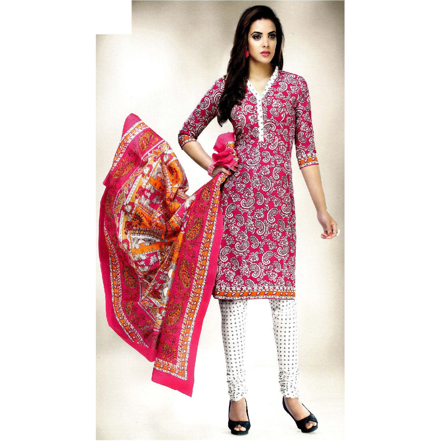 MAHATI Pink   cotton  Salwar suits (Size: L)