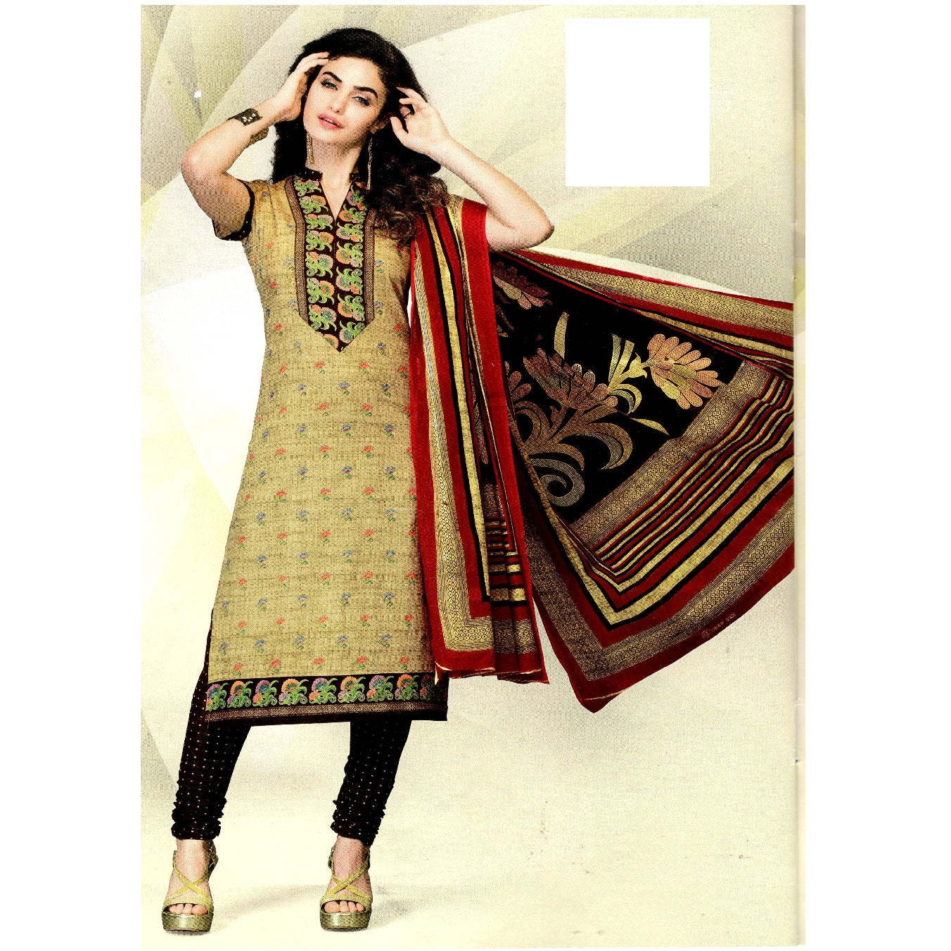 MAHATI Beige   cotton  Salwar suits (Size: XL)