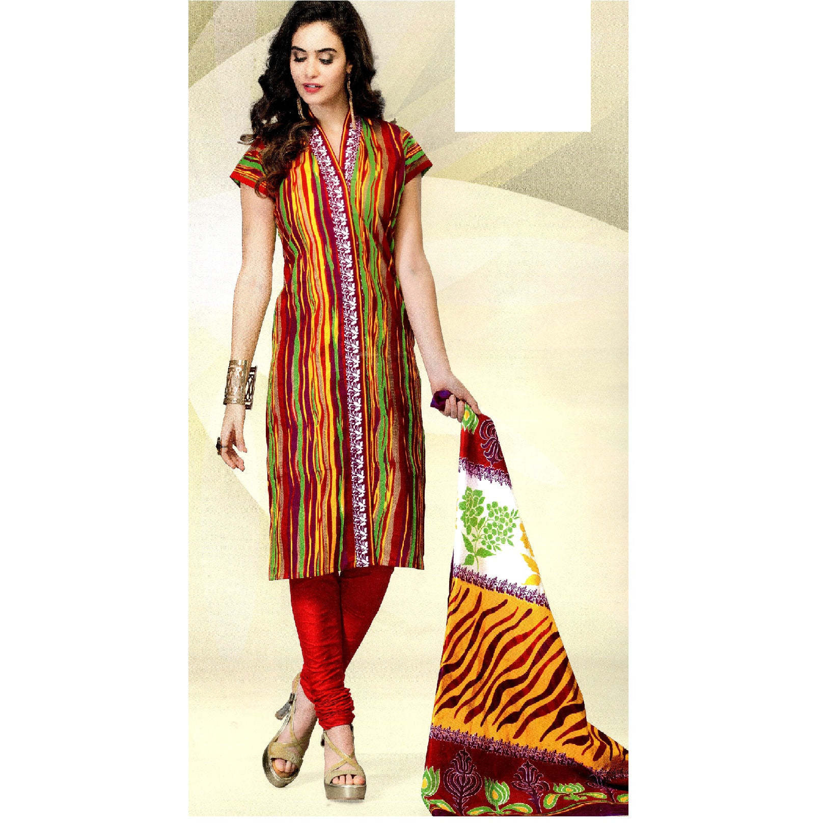MAHATI Red   cotton  Salwar suits (Size 2XL)