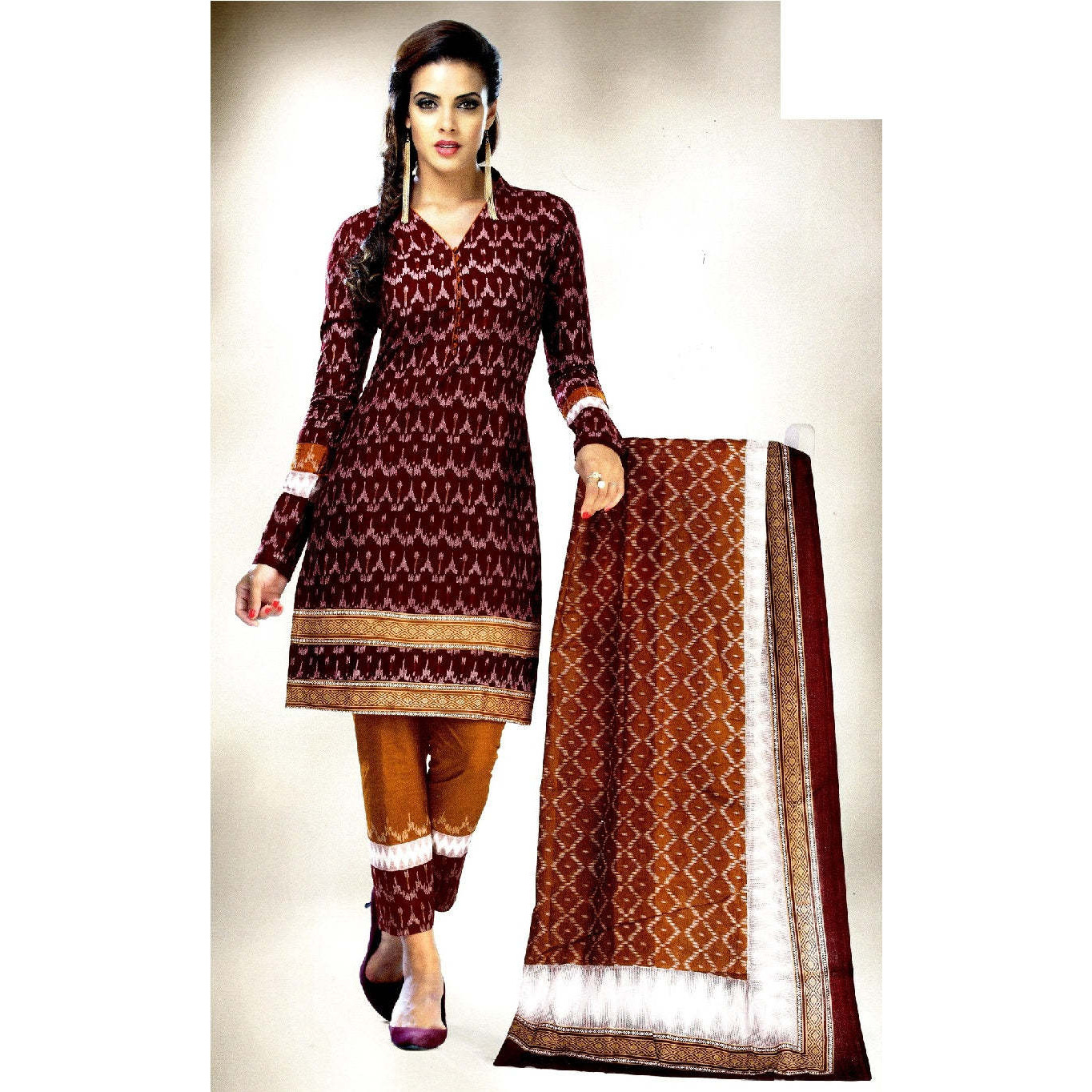 MAHATI Maroon   cotton  Salwar suits (Size 2XL)