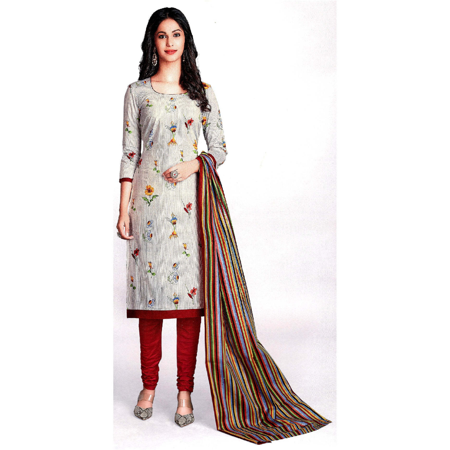MAHATI Grey   cotton  Salwar suits (Size: 2XL)