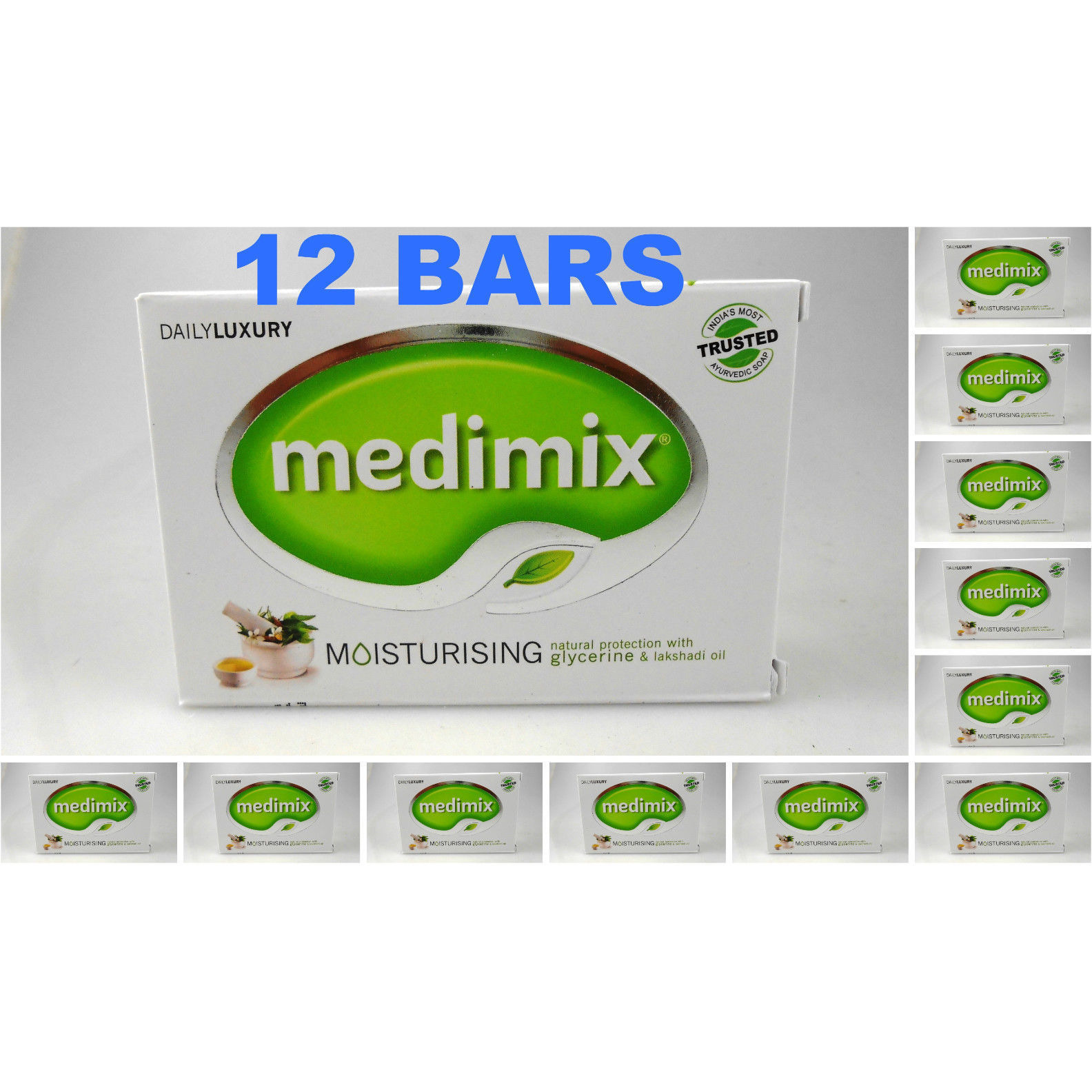 (12 Bars) Medimix Glycerine Lakshadi Oil Ayurvedic Soap - 125 Gm Each