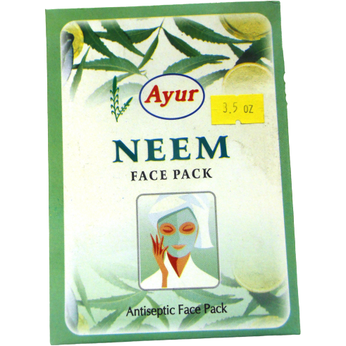 2 Pack Ayur Neem Face Pack Powder Antiseptic Soothes Skin Heals Pimples - 100 Gm