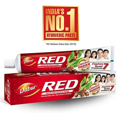 2 Tubes Dabur Red Herbal Toothpaste (2 Pack) - 175gm Each