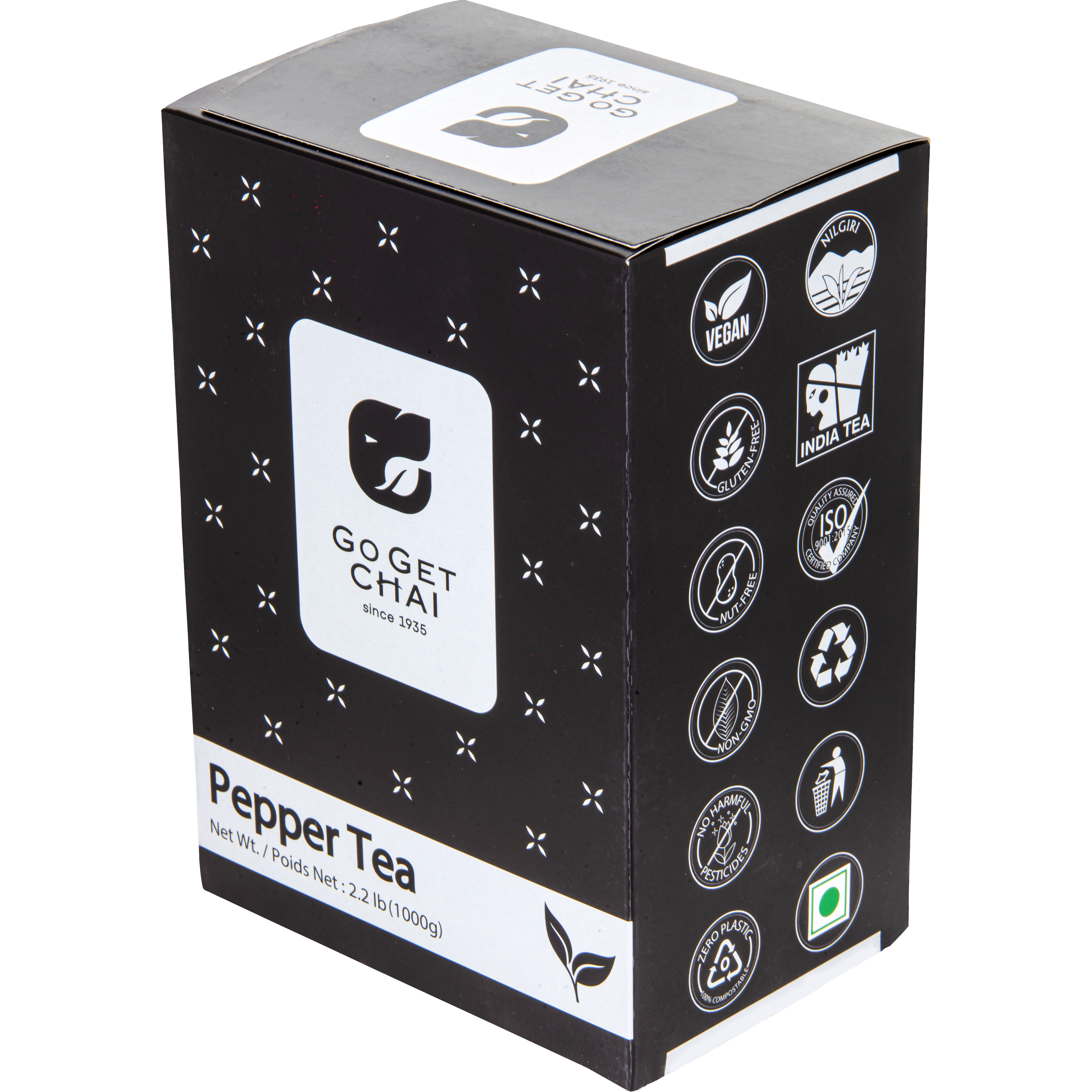 Black tea naturally flavored with Black Pepper.
