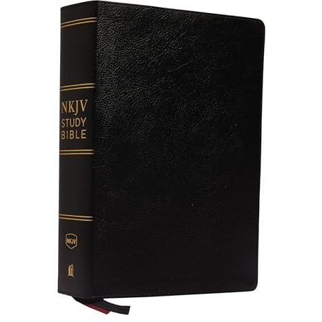 NKJV Study Bible, Premium Bonded Leather, Black, Comfort Print: The Complete Res [Leather / fine bindi]