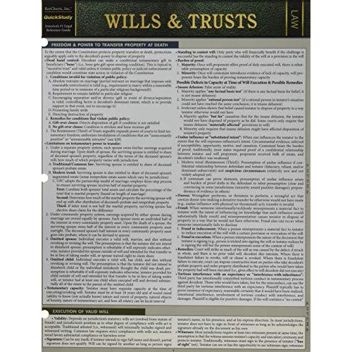 Wills & Trusts: a QuickStudy Laminated Law Reference & BAR Exam Study Gu [Fold-out book or cha]