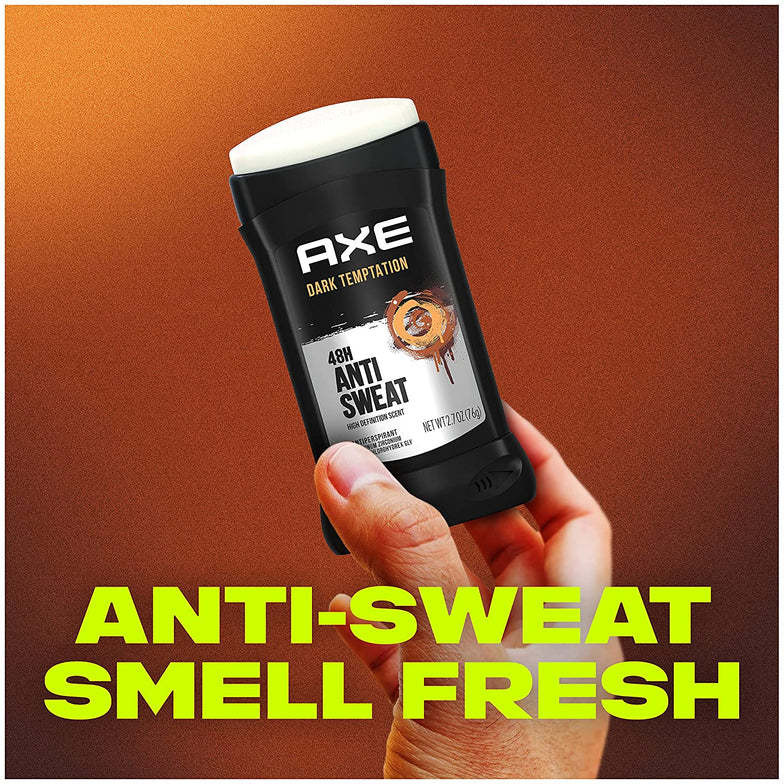 Axe Antiperspirant Deodorant 48 Hour Sweat and Odor Protection Dark Temptation Deodorant for Men 2.7oz -Pack of 6