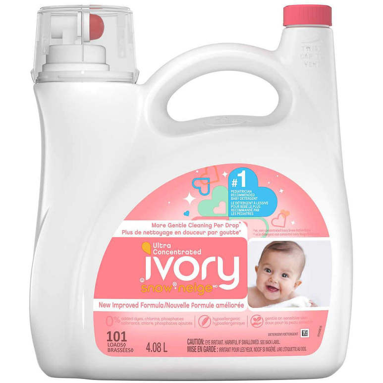 Ivory Snow Ultra Concentrated Hypoallergenic Baby Liquid Detergent 101 Loads, 138 Fl.OZ \/ 4.08 L