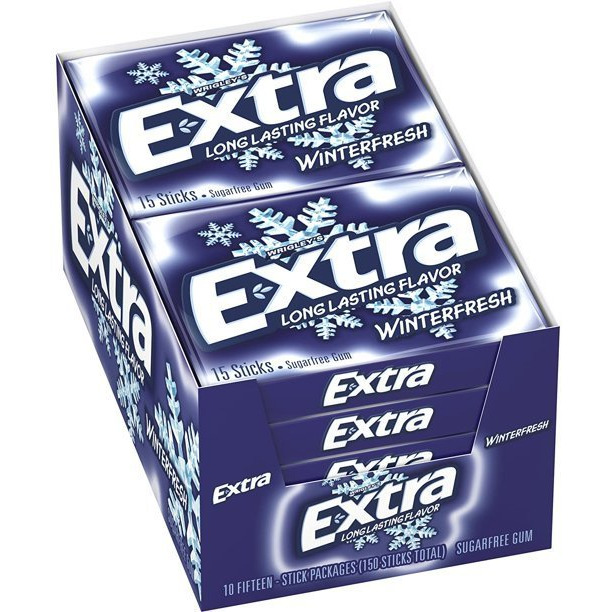 Extra Gum, Winterfresh, Sugar Free, 15 Sticks - Pack of 10