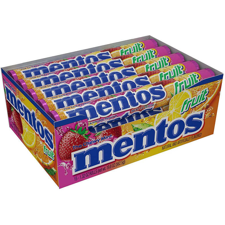 Mentos The Chewy Mint Mix Fruit 1.32oz, Pack of 15 Rolls