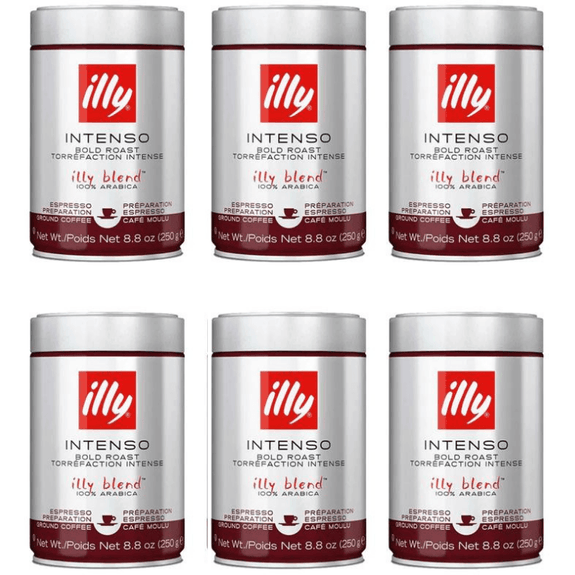 Illy Intenso Roast Ground Espresso Coffee,, 8.8 Ounce (Pack of 6)