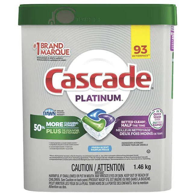 Cascade Platinum Dishwasher Detergent, 93 Tabs