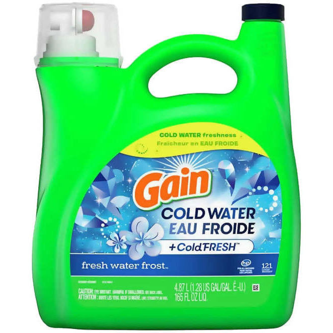 Gain Cold Water Liquid Laundry Detergent, Fresh Water Frost 165oz\/4.87L