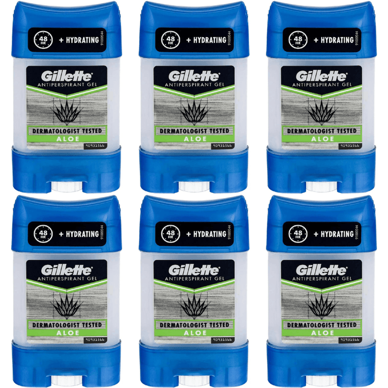 Gillette Antiperspirant Gel Deodorant, Aloe 70ml - Pack of 6