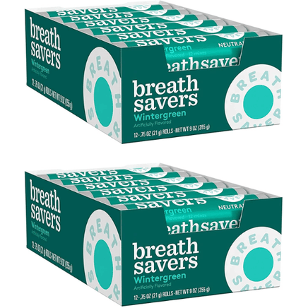 Breath Savers Wintergreen Sugar Free Breath Mints, , 0.75 oz Rolls (24 Count)