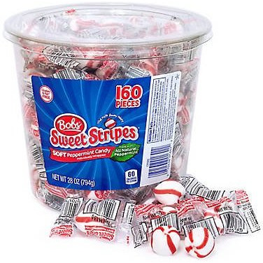 Bobs Sweet Stripes Soft Peppermint Candy,  28 Ounce Jar, 160 Pieces