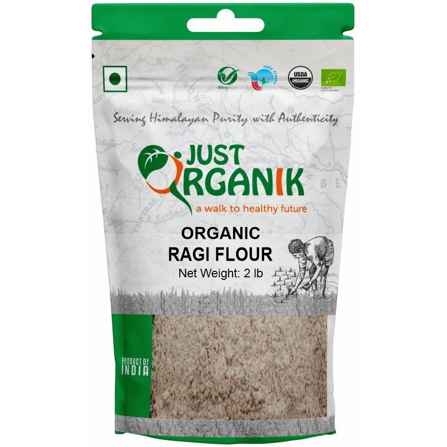 Just Organik Organic Ragi Flour/ Finger Millet Flour Whole, 2 lbs
