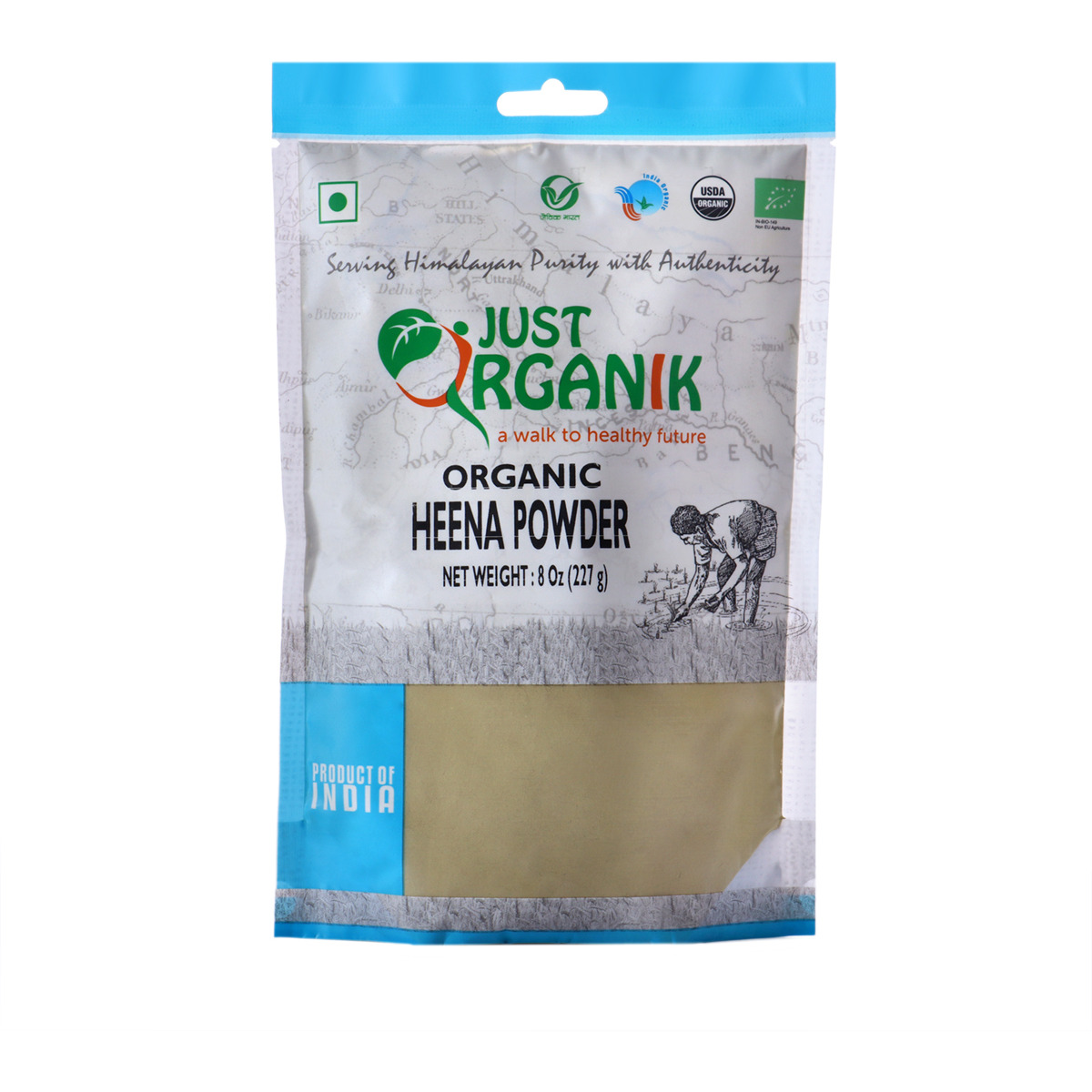 Just Organik Organic Henna Powder, (Mehandi)  8 Oz