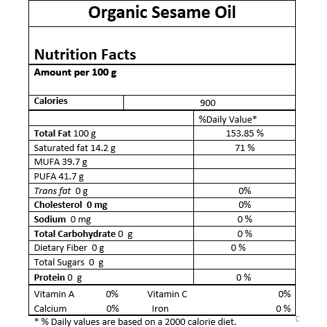 Just Organik Organic Wood Cold Pressed, Unrefined Sesame Oil, 1 Liter