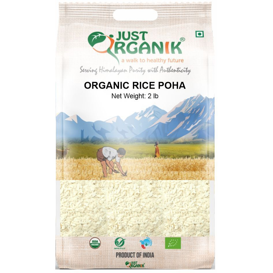 Just Organik Organic Flattened Rice (Rice Poha) 2 lbs