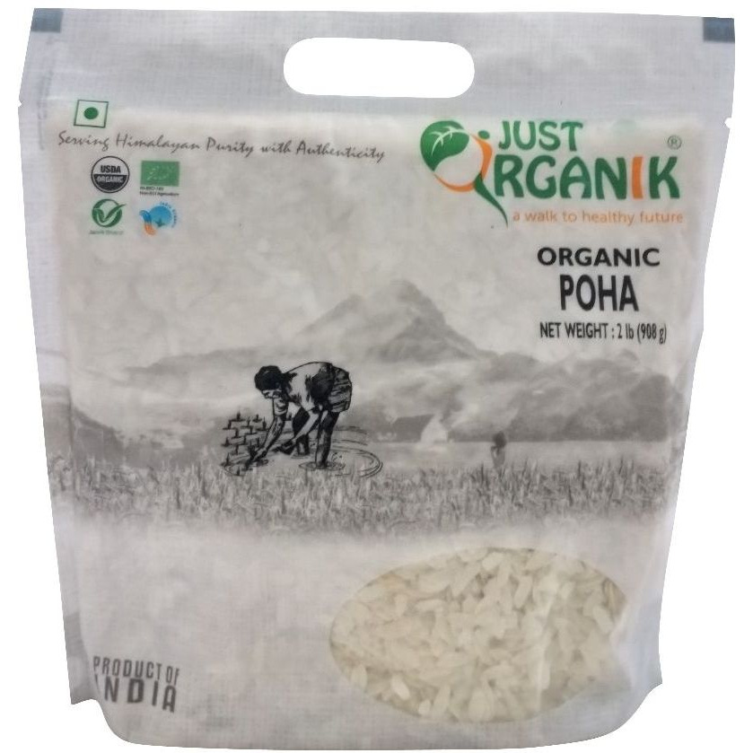 Just Organik Organic Flattened Rice (Rice Poha) 2 lbs