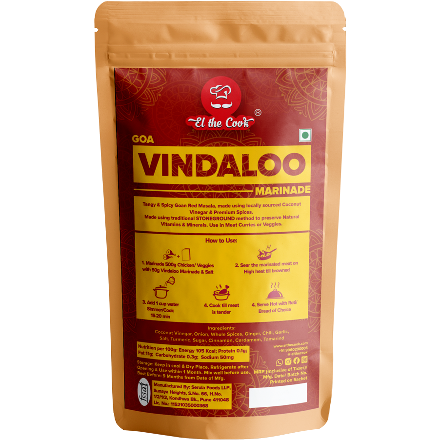 El The Cook Goa Vindaloo Marinade CONCENTRATE, Spicy & Tangy Indian Meat Marinade, 3 pack x 1.7oz, Vegetarian, Gluten Free (Flavor Vindaloo Marinade - 3 Pack)