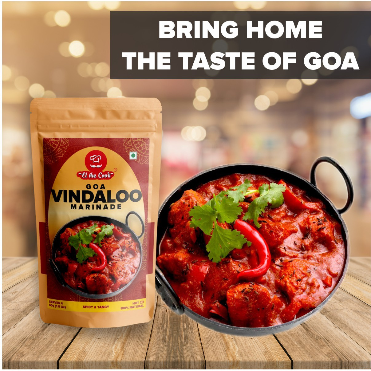 El The Cook Goa Vindaloo Marinade CONCENTRATE, Spicy & Tangy Indian Meat Marinade, 3 pack x 1.7oz, Vegetarian, Gluten Free (Flavor Vindaloo Marinade - 3 Pack)